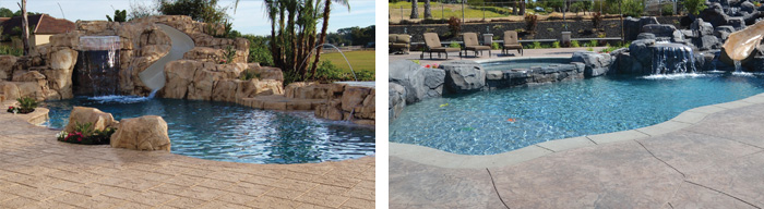 Swimming Pool Decking and Waterfalls & Boulders